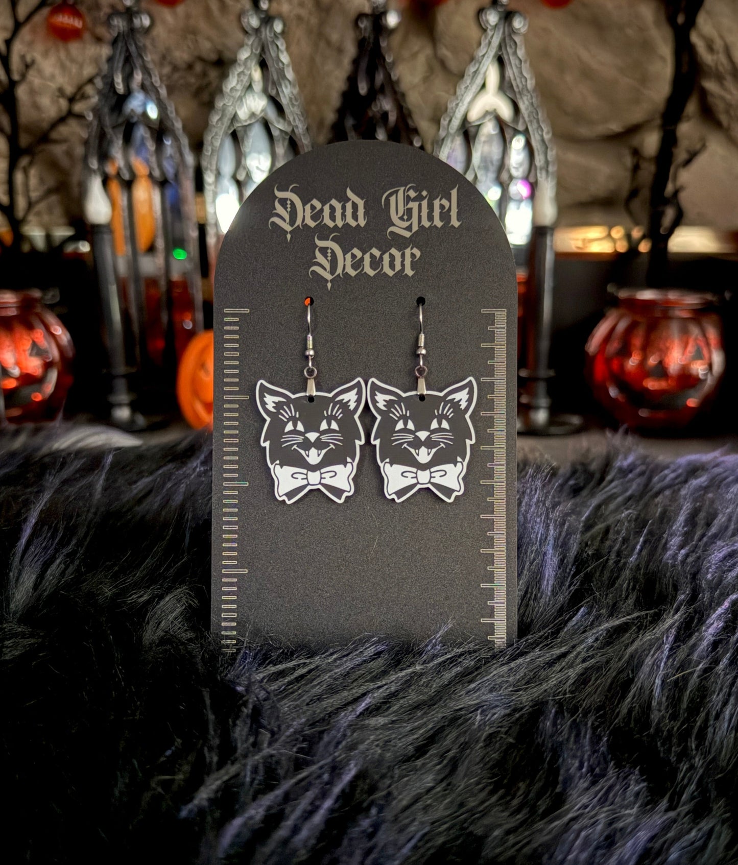 Halloween cat head earrings